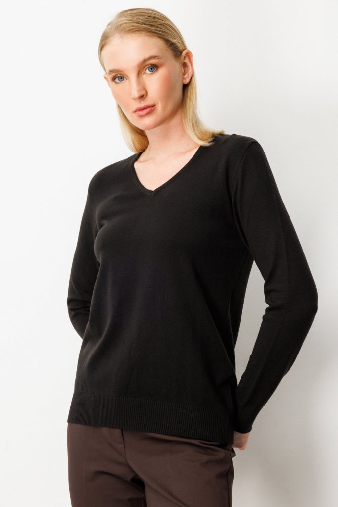 ON TRİKO V Yaka Triko Kazak 63501-26k - Siyah