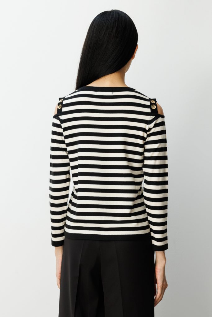 ON TRİKO Omuzları Pencere Detaylı Triko Kazak 65304 - Siyah