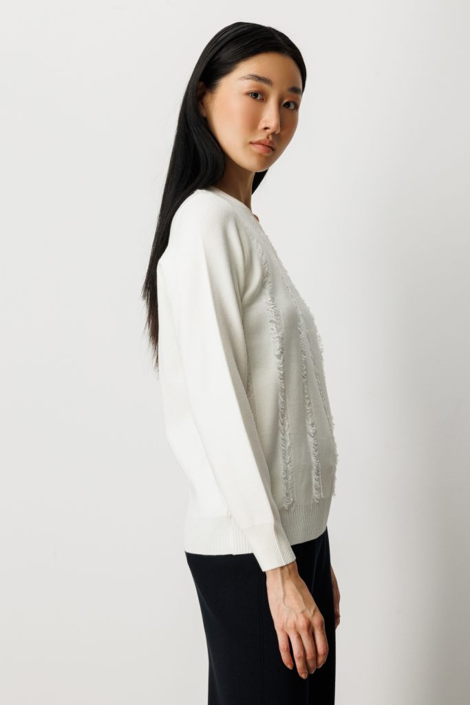 ON TRİKO Sıfır Yaka Püskül Detaylı Triko Kazak 65306 - EKRU