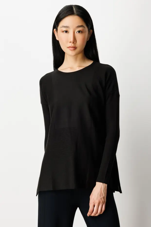 ON TRİKO Yanları Fermuarlı Sıfır Yaka Triko Kazak 65318 - Siyah