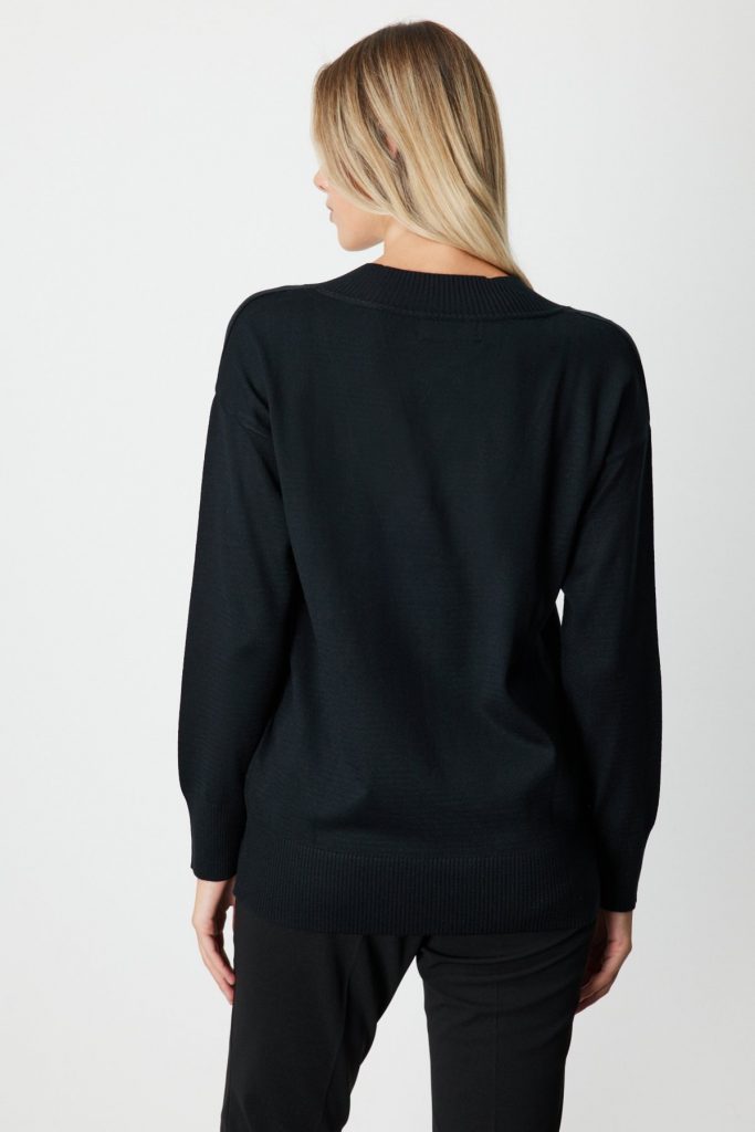 ON TRİKO  Şerit Detaylı Kazak 65327 - Siyah