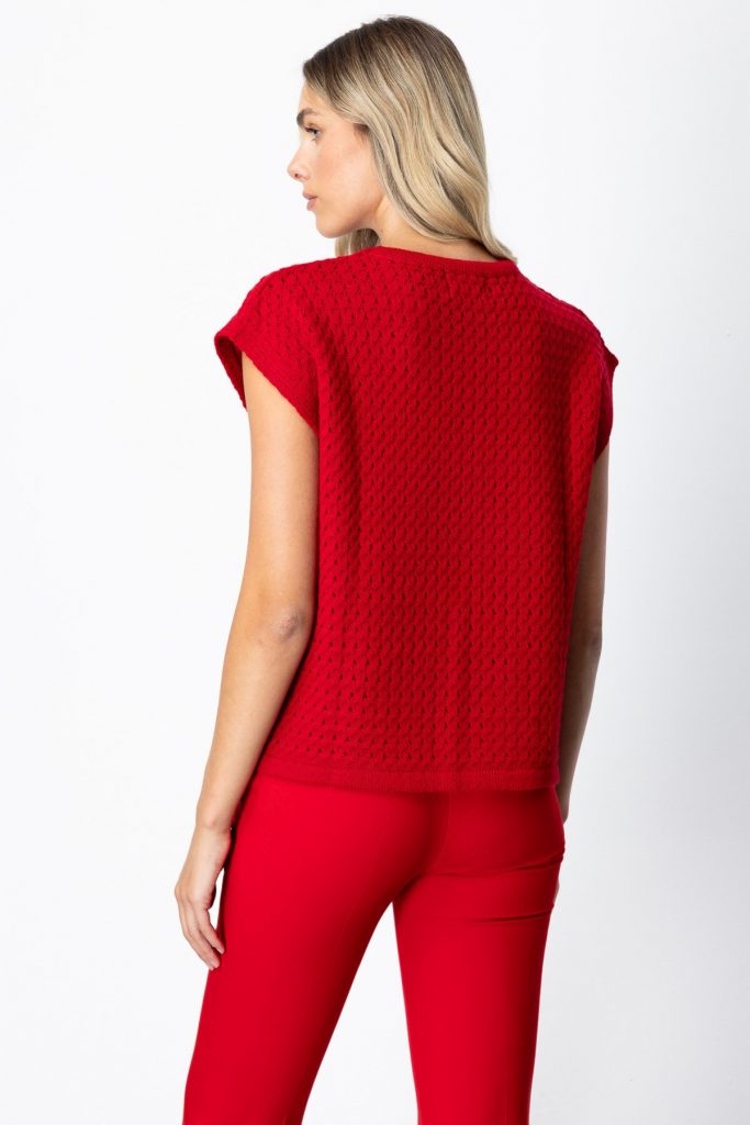 ON TRİKO Önü Bağlamalı Süveter 65337 - KIRMIZI