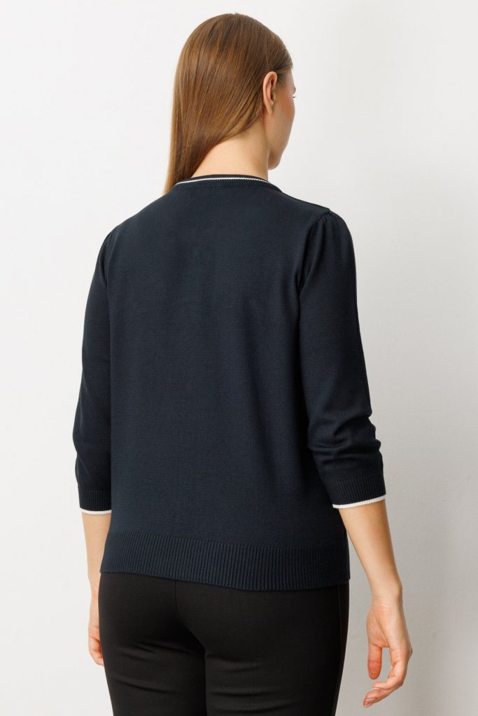 ON TRİKO Yakası Fularlı Triko Kazak 65352 - Siyah