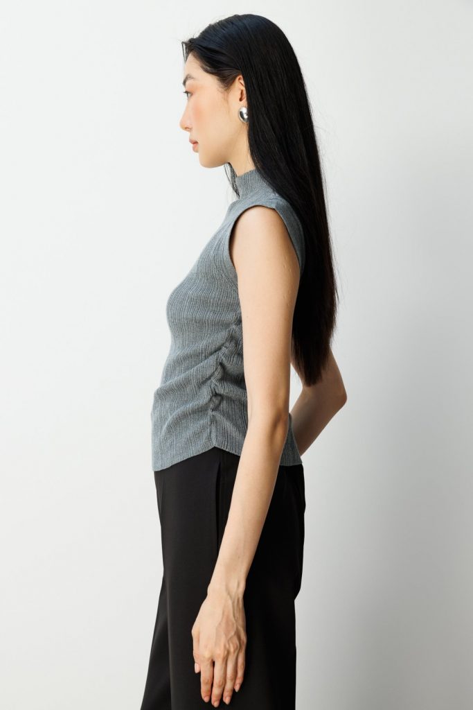 ON TRİKO Yanları Büzgülü Kolsuz Triko Kazak 65355