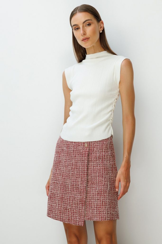 ON TRİKO Yanları Büzgülü Kolsuz Triko Kazak 65355 - KREM