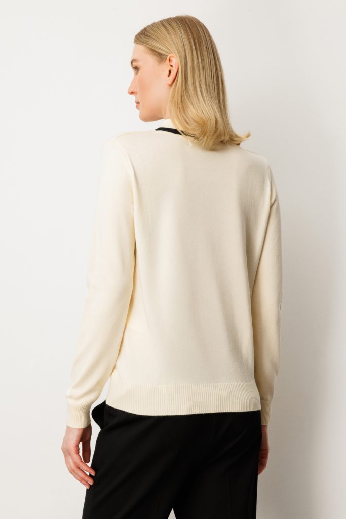 ON TRİKO Yakası Aksesuar Detaylı Triko Kazak 65363 - KREM