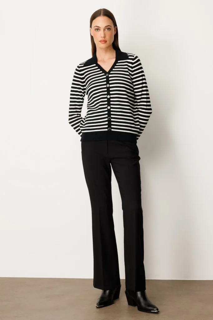 ON TRİKO Düğme Detaylı Çizgili Kazak 65367