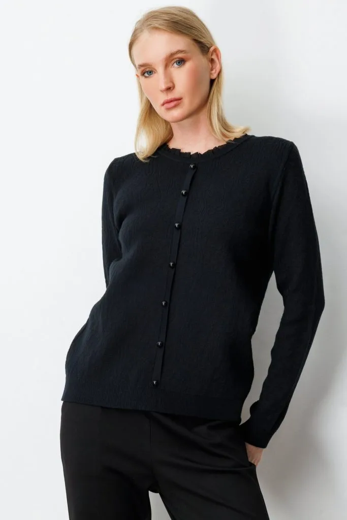 Fırfır Detaylı Triko Kazak 65368-26k