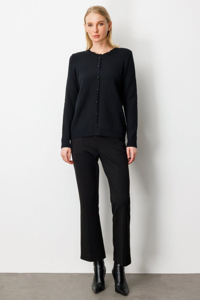 Fırfır Detaylı Triko Kazak 65368-26k - Siyah