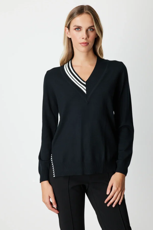 ON TRİKO V Yaka Yakası Ribanalı Kazak 65378