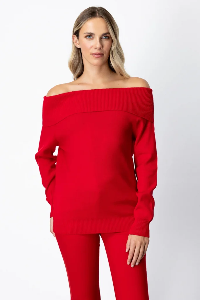 ON TRİKO Madonna Yaka Triko Kazak 65380 - KIRMIZI