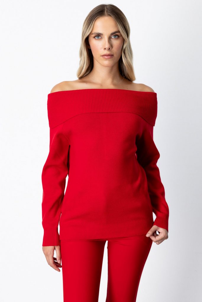 ON TRİKO Madonna Yaka Triko Kazak 65380 - KIRMIZI