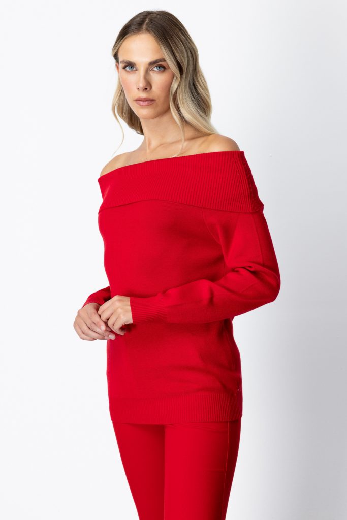 ON TRİKO Madonna Yaka Triko Kazak 65380 - KIRMIZI