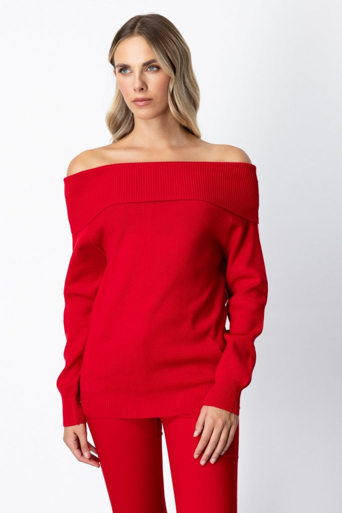 ON TRİKO Madonna Yaka Triko Kazak 65380 - KIRMIZI