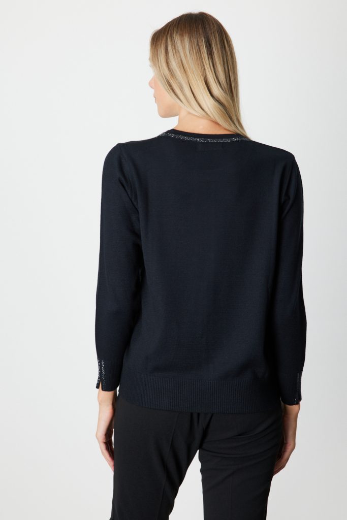 ON TRİKO Taş İşlemeli Triko Kazak 65397 - Siyah