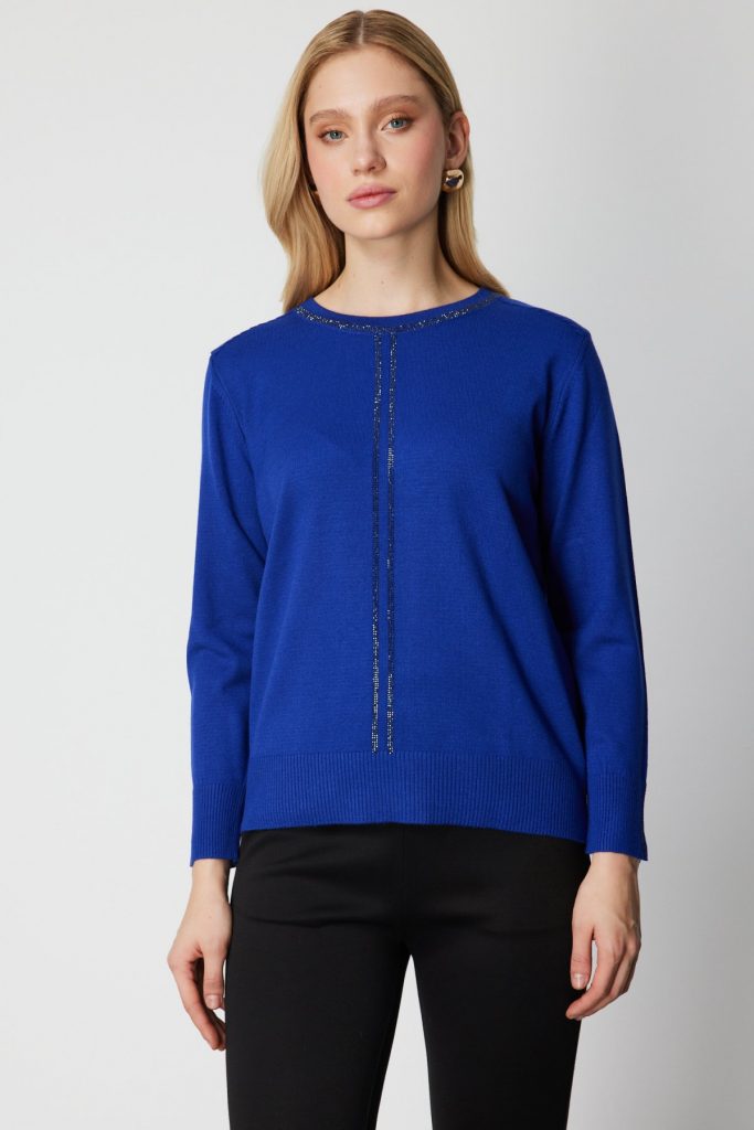 ON TRİKO Taş İşlemeli Triko Kazak 65397 - SAKS