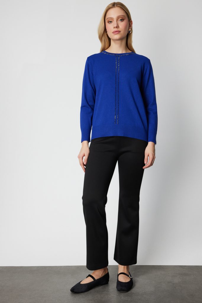 ON TRİKO Taş İşlemeli Triko Kazak 65397 - SAKS