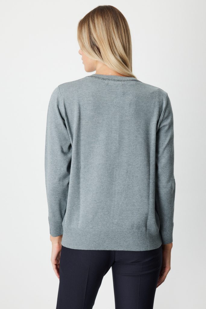 ON TRİKO Taş İşlemeli Triko Kazak 65397 - GRİ