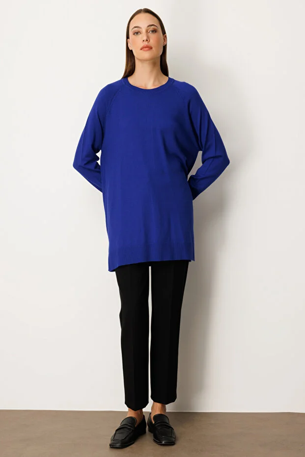 ON TRİKO Arkası Düğmeli Sıfır Yaka Kazak  65413 - SAKS