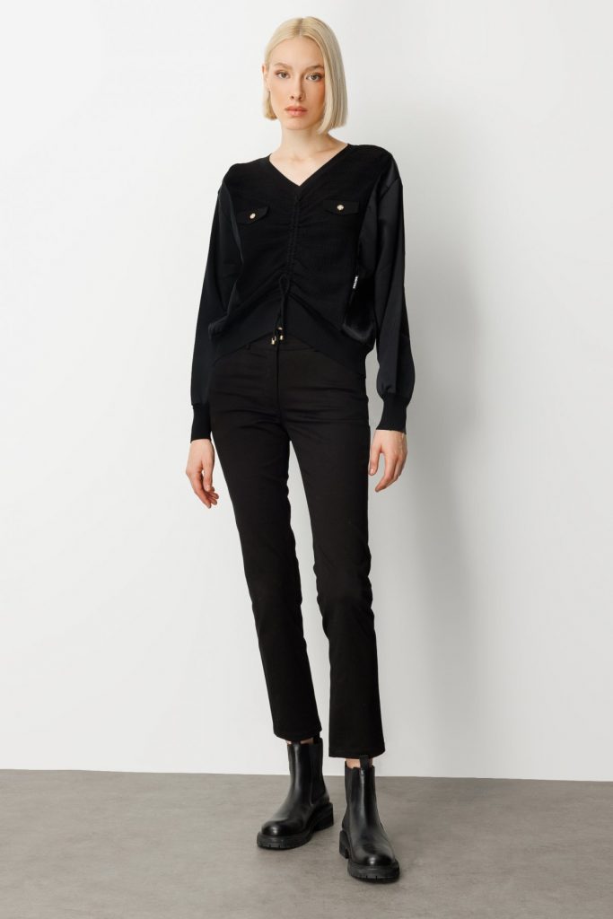 ON TRİKO KAZAK 66370 - Siyah