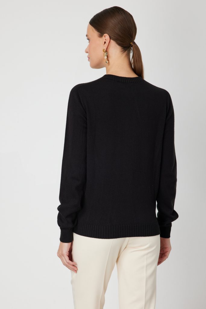 ON TRİKO Örgülü Sıfır Yaka Triko Kazak 69313 - Siyah