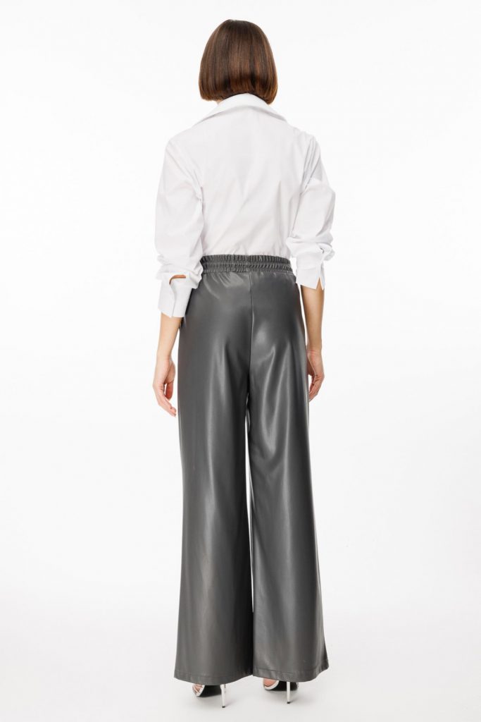 ON TRİKO  Beli Lastikli Bağcıklı Deri Pantolon  44185 - ANTRASİT