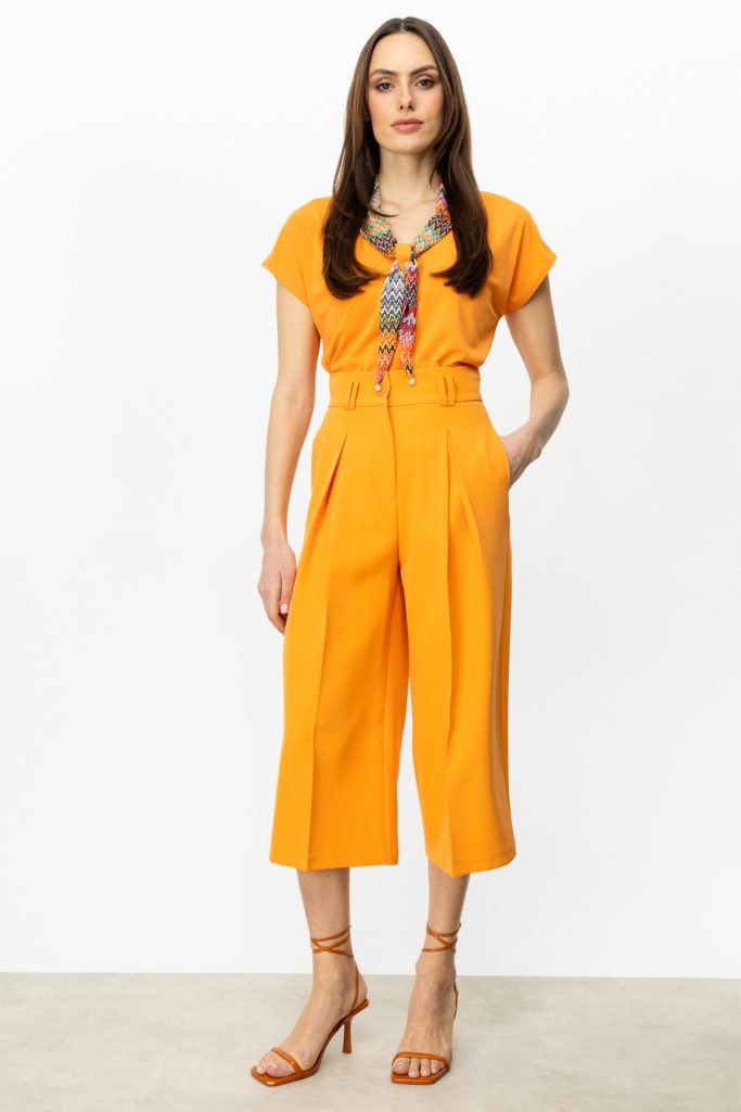 ON TRİKO Tek Pile Bol Paça Pantolon  54146 - oranj