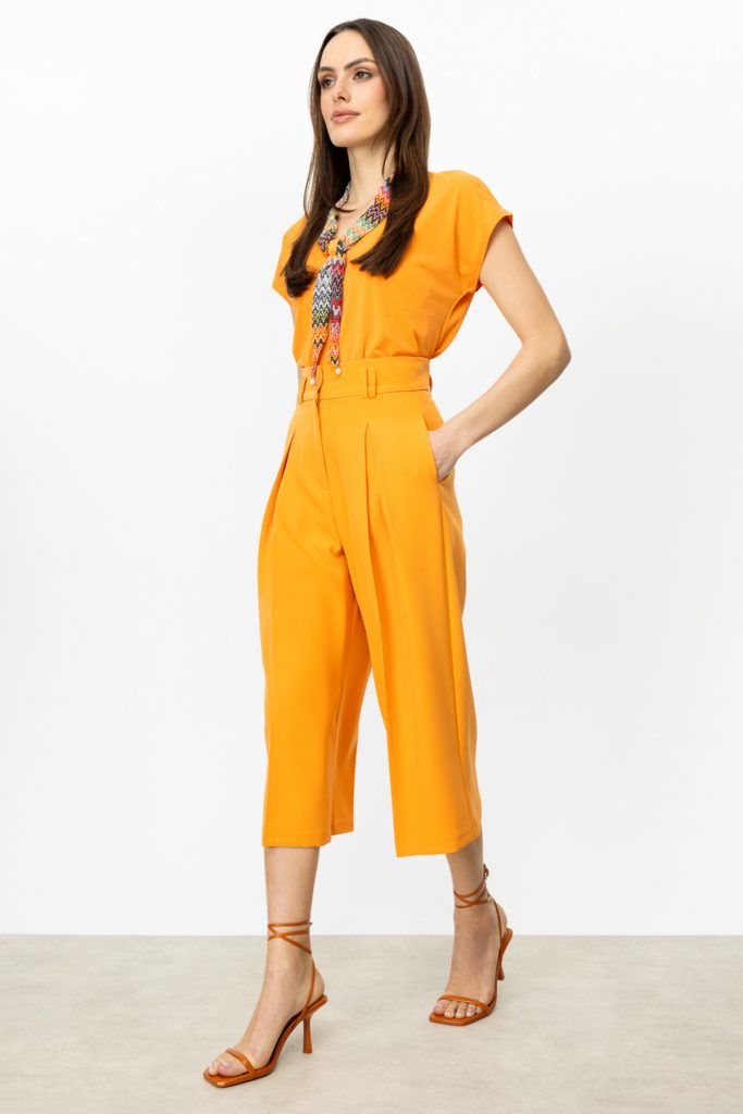 ON TRİKO Tek Pile Bol Paça Pantolon  54146 - oranj