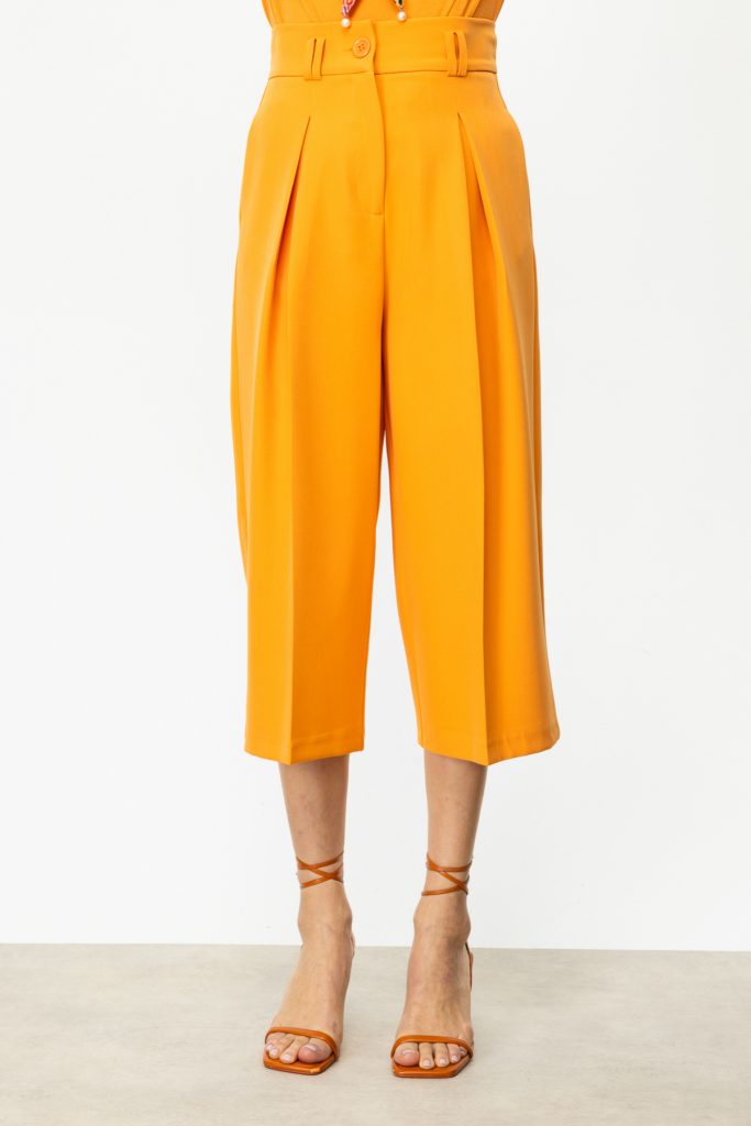 ON TRİKO Tek Pile Bol Paça Pantolon  54146 - oranj