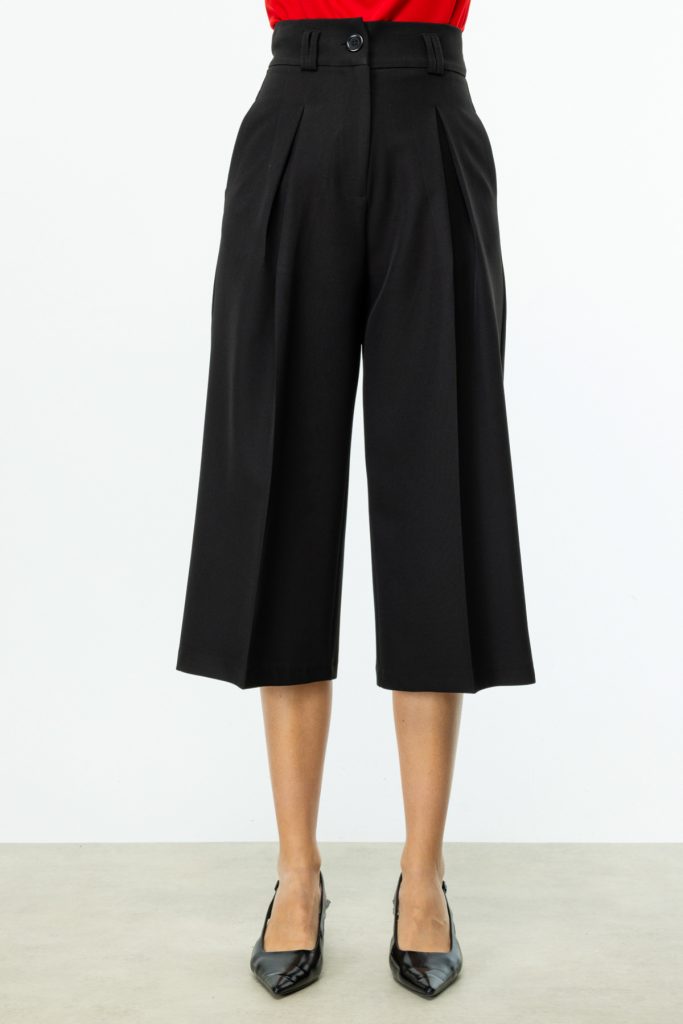 ON TRİKO Tek Pile Bol Paça Pantolon  54146 - Siyah