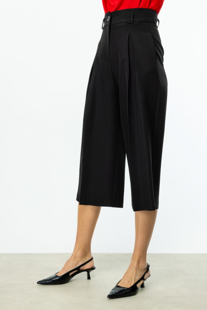 ON TRİKO Tek Pile Bol Paça Pantolon  54146 - Siyah