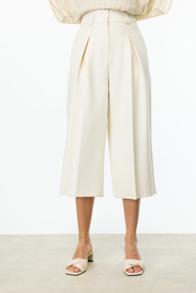 ON TRİKO Tek Pile Bol Paça Pantolon  54146 - kemik