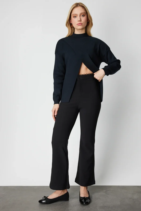 ON TRİKO Beli Dantelli İspanyol Paça Pantolon 60106