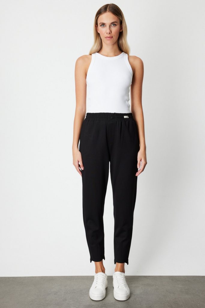 ON TRİKO Paça Arkası Uzun Dikişli Eşofman Altı 66122 - Siyah