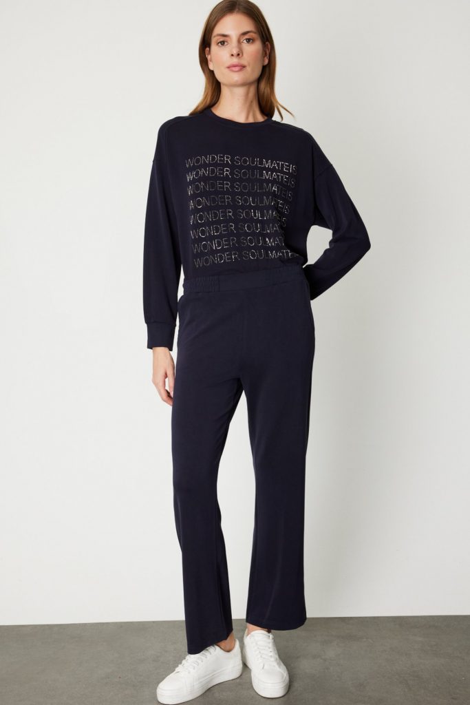 ON TRİKO Beli Lastikli Bol Paça Eşofman Altı 66349 - Lacivert