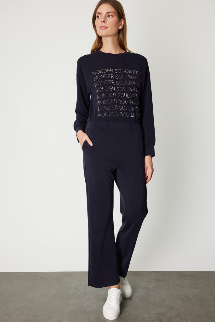 ON TRİKO Beli Lastikli Bol Paça Eşofman Altı 66349 - Lacivert