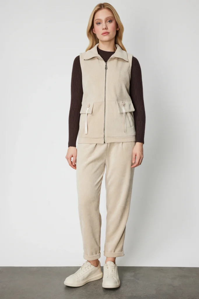 ON TRİKO Duble Paça Dokulu Eşofman Altı 66921 - BEJ