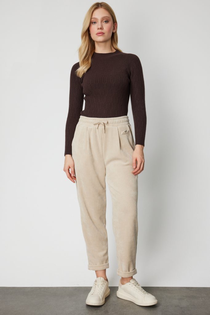 ON TRİKO Duble Paça Dokulu Eşofman Altı 66921 - BEJ