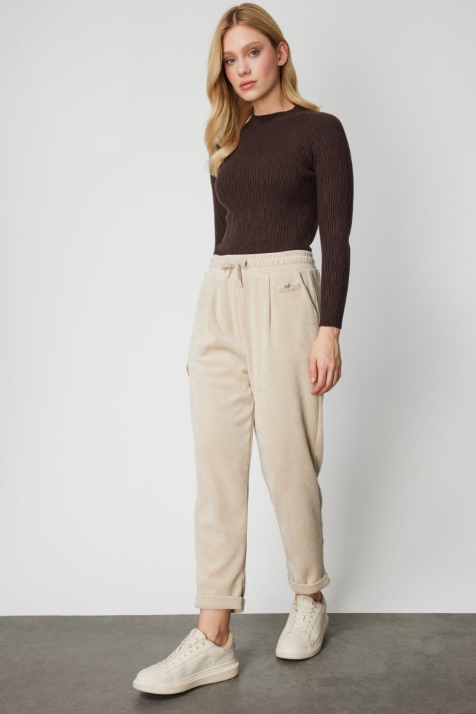 ON TRİKO Duble Paça Dokulu Eşofman Altı 66921 - BEJ