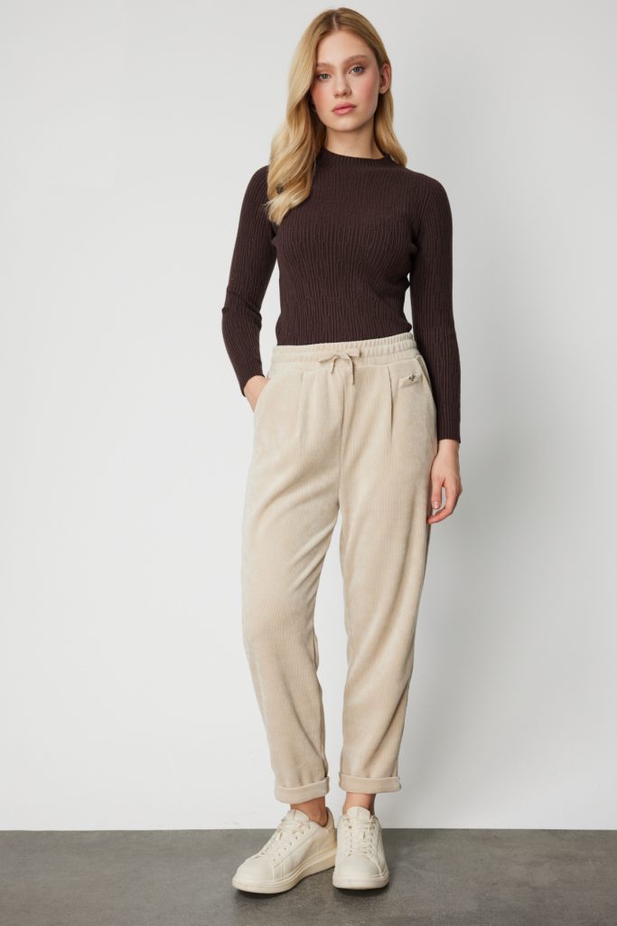 ON TRİKO Duble Paça Dokulu Eşofman Altı 66921 - BEJ