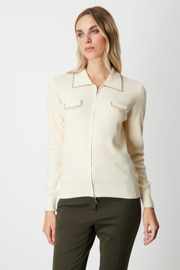 ON TRİKO Taş İşlemeli Triko Hırka 65926 - KREM