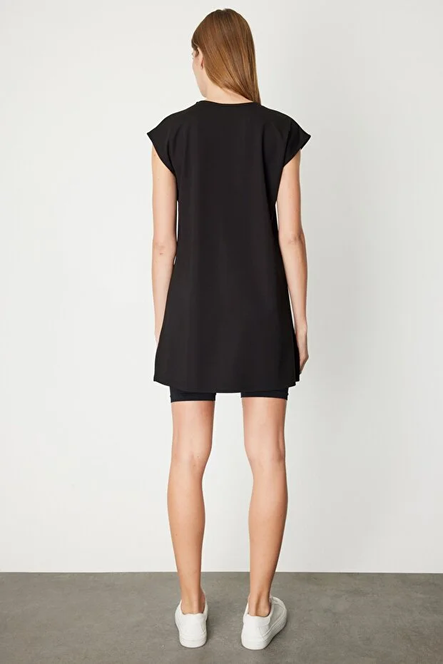 ON TRİKO Kadın Sıfır Yaka Basic TUNİK 61419 - Siyah