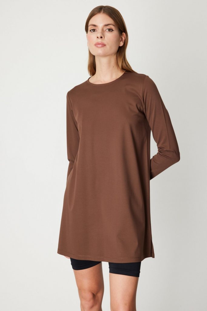 ON TRİKO  Uzun Kollu Basic Tunik 61421 - kahve