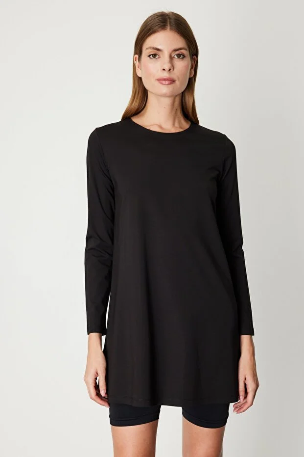 ON TRİKO  Uzun Kollu Basic Tunik 61421 - Siyah