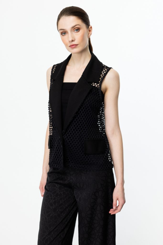 ON TRİKO Fileli Kolsuz Yelek  56942 - Siyah