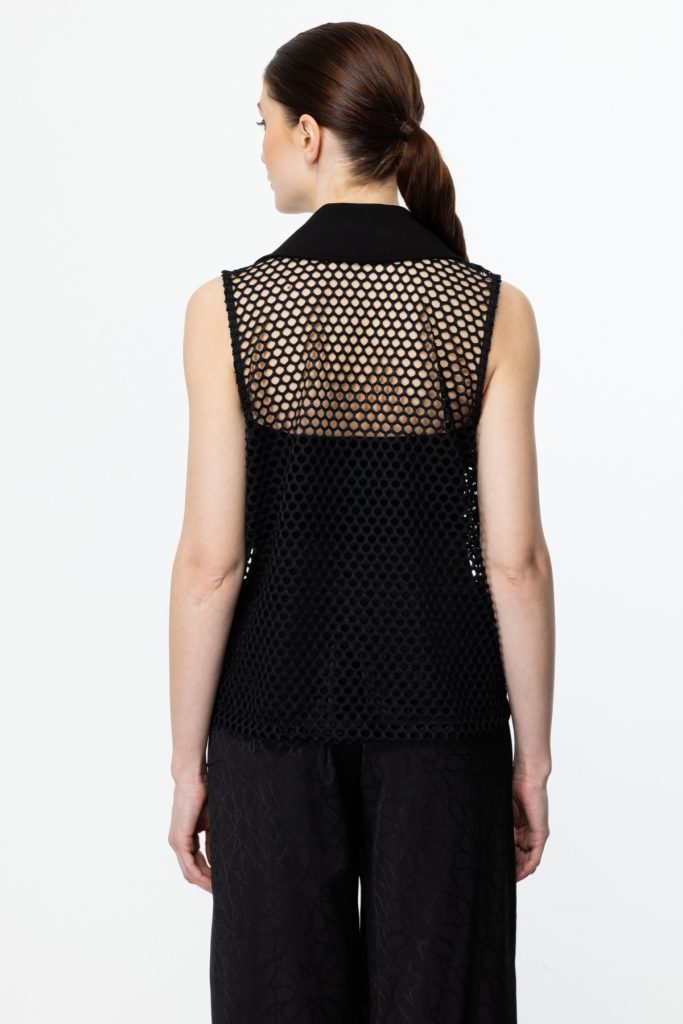 ON TRİKO Fileli Kolsuz Yelek  56942 - Siyah