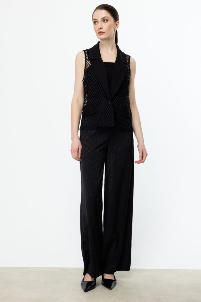 ON TRİKO Fileli Kolsuz Yelek  56942 - Siyah