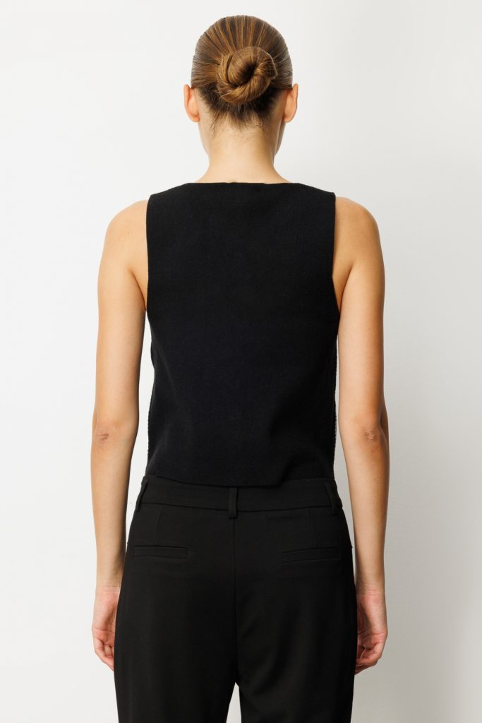 ON TRİKO Önü Pullu Triko Kumaş Yelek 60918-26k - Siyah