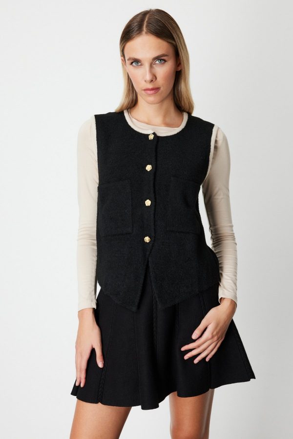 ON TRİKO Dokulu Torba Cepli Yelek  65916