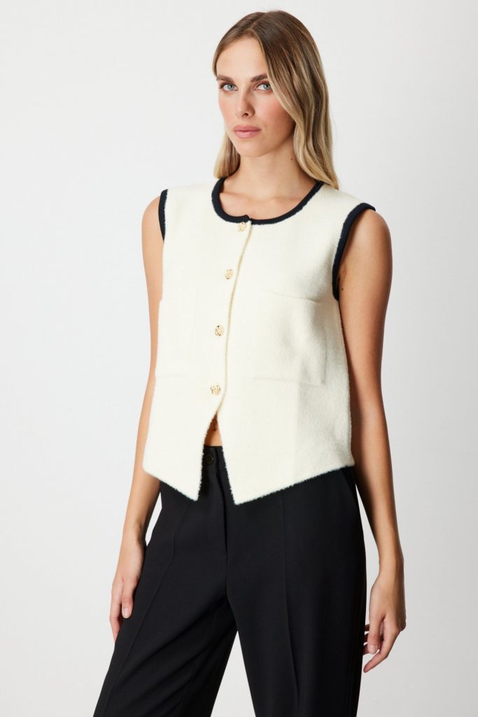 ON TRİKO Dokulu Torba Cepli Yelek  65916 - EKRU